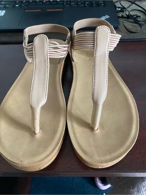 Ardene Tan T-Strap Slingback Sandals